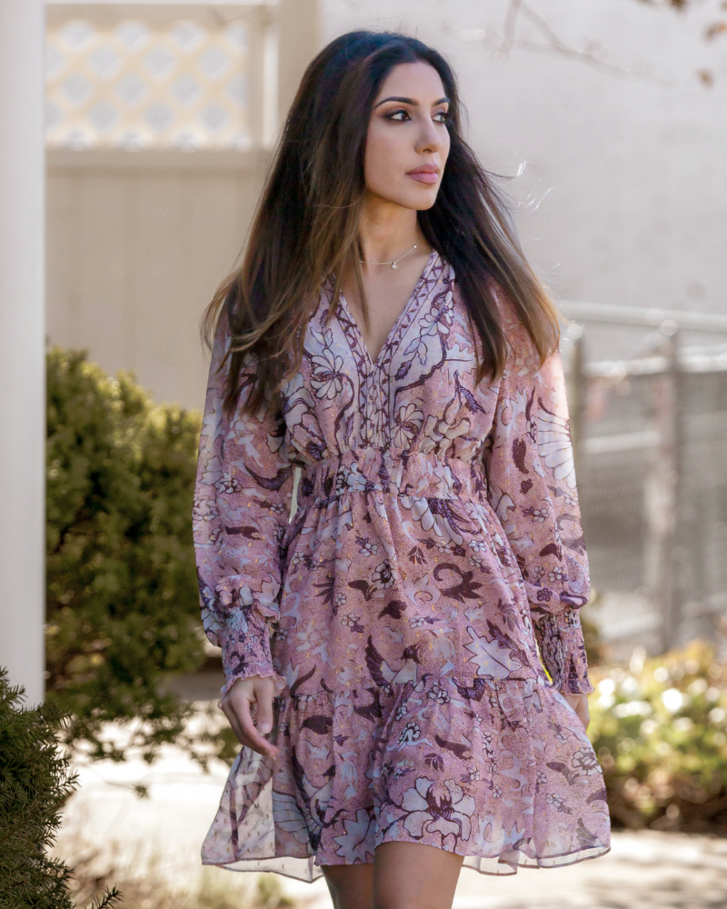Floral Wrap Midi Dress